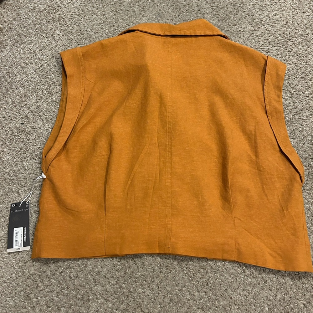 NWT Worthington Sleeveless Double-Breasted Brown Crop Jacket XXL - Picture 8 of 8